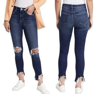 L'AGENCE Women's Vintage Destruct Blue High Line Distressed Skinny Jeans Size 25